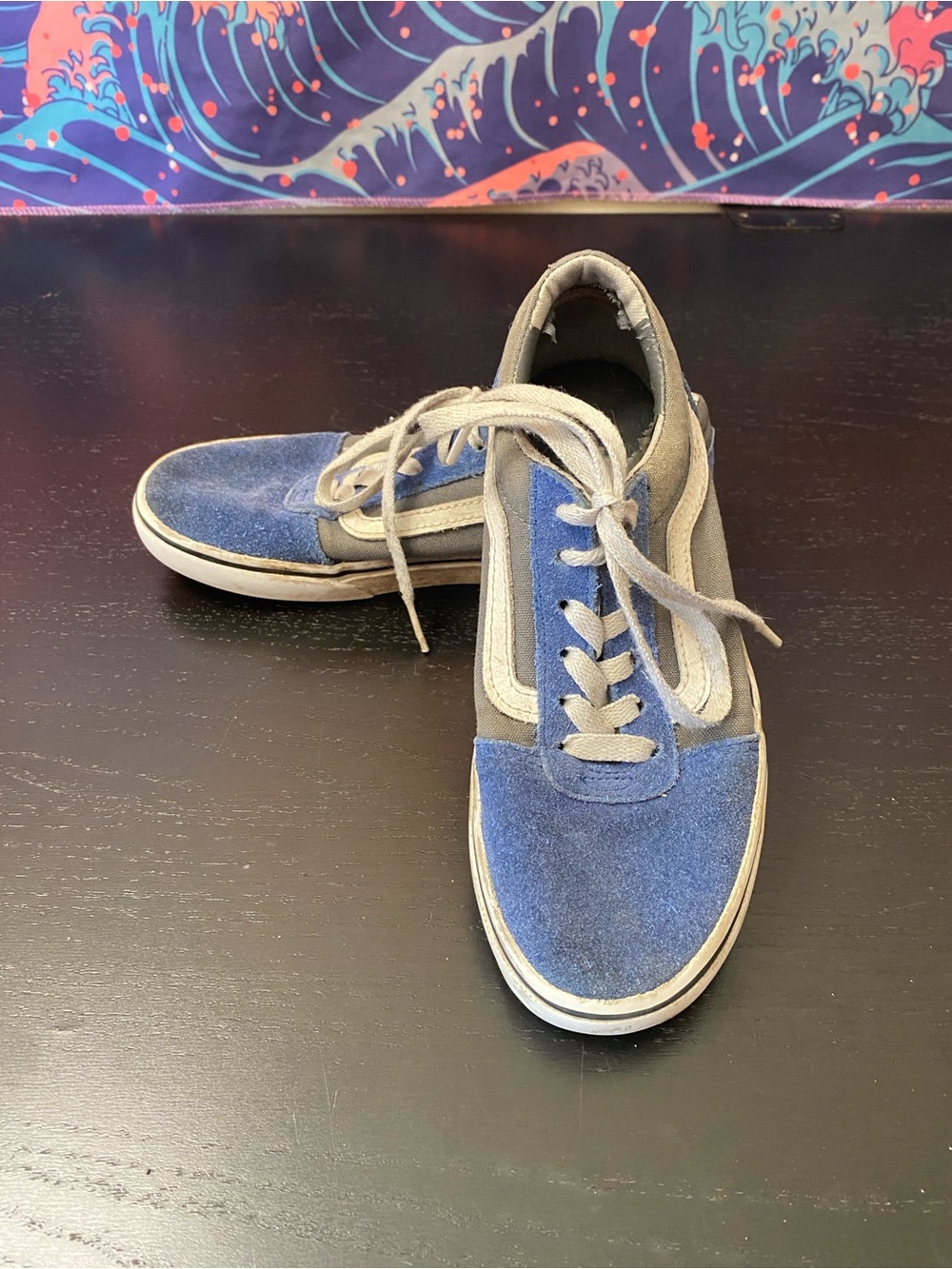 Vans Kids Blue and Gray Suede Low-Top Sneakers